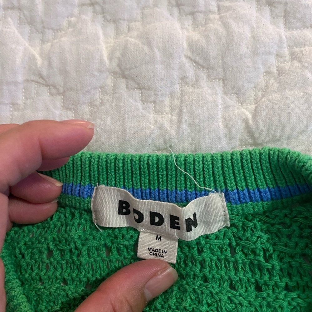 Boden green crochet top and skirt set